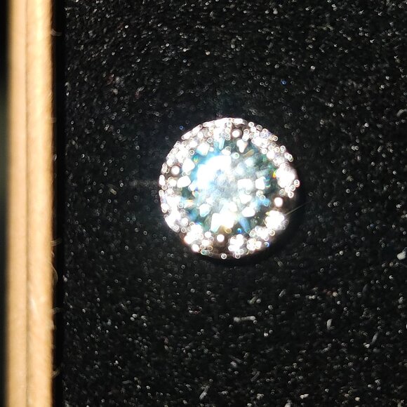 MOISSANITE - 1.0 CTW Turquoise Stud Earrings - Picture 2 of 5